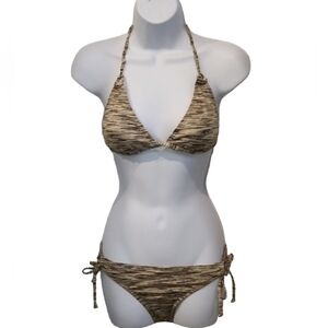Reef gold metallic shimmer striped bikini